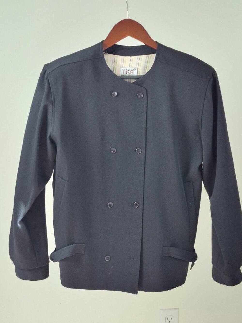TICA Jacket Womens 10 Vintage 100% Wool Made USA Union Made Double Breasted